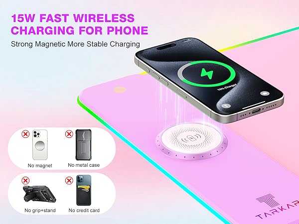 TARKARI Magnetic Wireless Charging RGB Mouse Pad