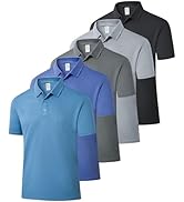 ZITY 5 Pack Mens Polo Shirts Short Sleeve Fast Dry Golf Shirt Moisture Wicking Performance Casual...