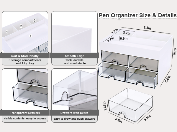 Desk Organizer Compartments Pencil Organizer Art Supply Storage Box Caddy for Office Pen Holder