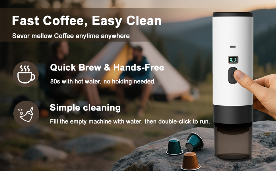 Fast Coffee(80s brew) &amp; Easy clean with one button.