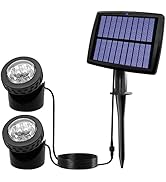 AVEKI Solar Pond Spotlights, 2 in 1 12 LED Solar Underwater Lights with Dual Head Waterproof Subm...
