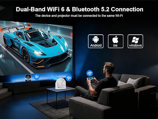 Movie Projector Compatible with HDM/USB/TV Stick/Phone/Laptop