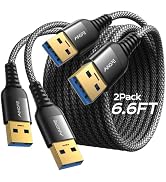 AINOPE USB to USB Cable, 6.6FT*2Pack USB 3.0 A to A Male to Male Cable [Never Rupture] Double End...