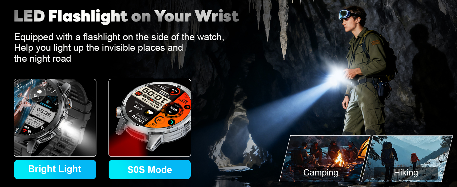smart watch with led flashlight