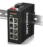 keepLiNK 8-Port Industrial Ethernet Switch, Unmanaged 10/100Mbps DIN-Rail Network Switch, IP40, O...