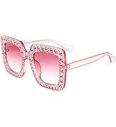 ROYAL GIRL Elton Square Rhinestone Sunglasses Oversized Diamond Bling Bling Glasses