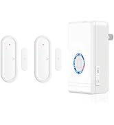 Greencycle Wireless Door Open Sensor Chime, Door Entry Chime with Adjustable Volume, LED Flash, 4...