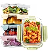 5 Pack 25oz Glass Meal Prep Containers with Air Vent Lids, Borosilicate Glass Food Storage Contai...