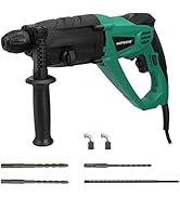 Hoteche 3-in-1 Rotary Hammer Drill 1-Inch SDS Plus Electric Hammer 7.7-Amp/920W Variable Speed Co...