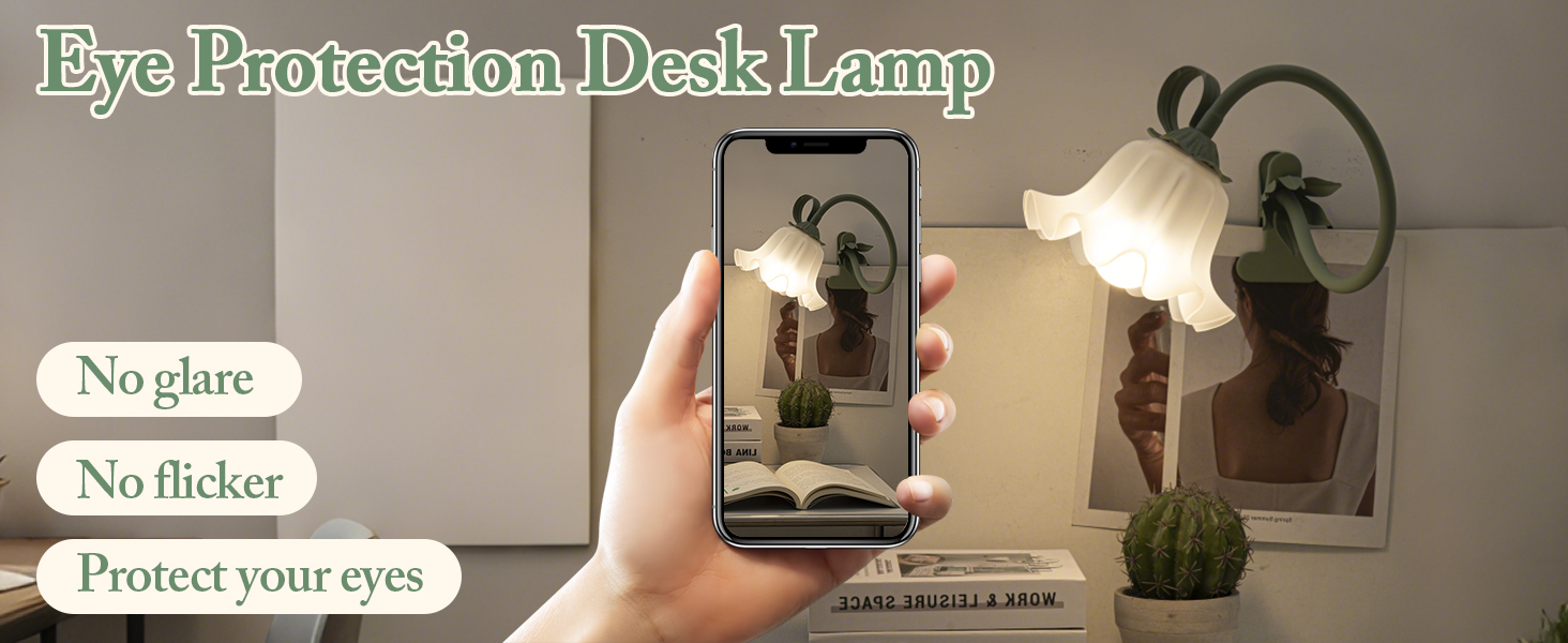flower lamp with clip is flicker-free and glare-free, providing you with clear bright eye-care light