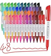 Affisure Permanent Markers Assorted Colors Set, 48 Colored Markers 48 Pack, Fine Point,Works on W...