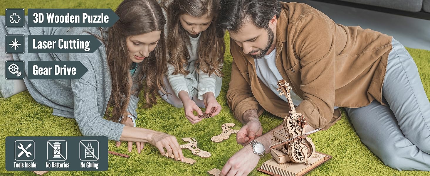 rokr cello 3d puzzles for kids 12-14 wooden model kits for adults christmas gifts for women men