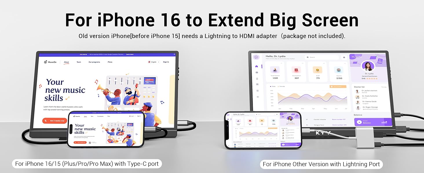 KYY portable monitor with iPhone