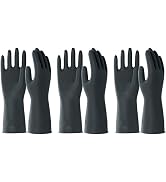 North Tower Heavy Duty Black Rubber Gloves for Cleaning - Non-Slip Grip Palm, Thick Household Glo...