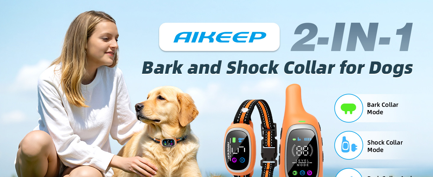 AIKEEP 2 in 1 Bark and Shock Collar for Dogs