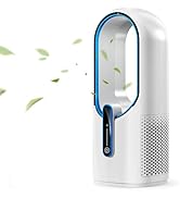 Misby Desk Fan, 11.8 Inch Portable Bladeless Fan, Small Office Rechargeable Fan with 5000mAh Batt...