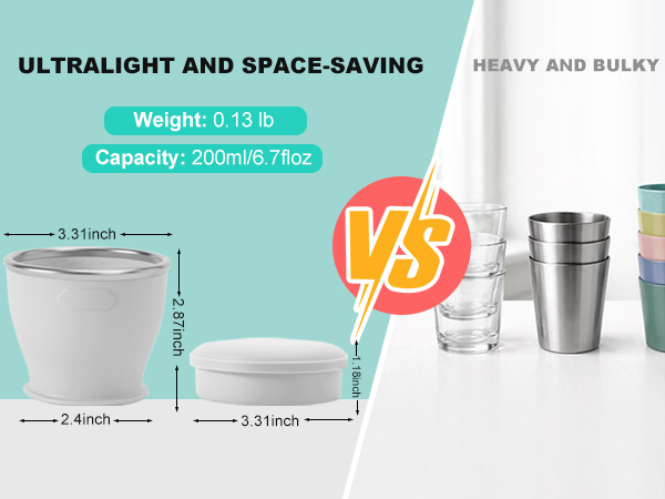 ultralight and space-saving design compared to normal bulky cups