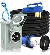 PAULINN 50 Amp Generator Cord 15FT & Power Inlet Box, NEMA 14-50P/SS2-50R Twist Lock Extension Co...