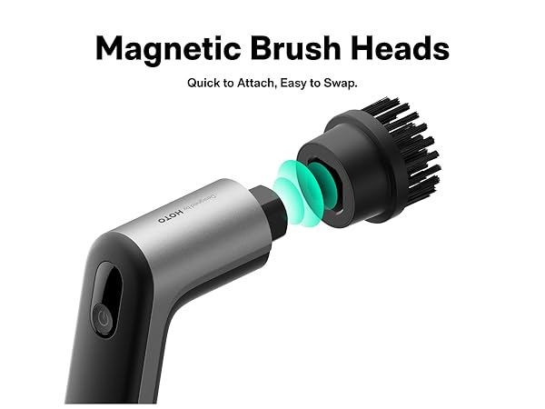 magnetic brush heads, quick to attach, easy to swap