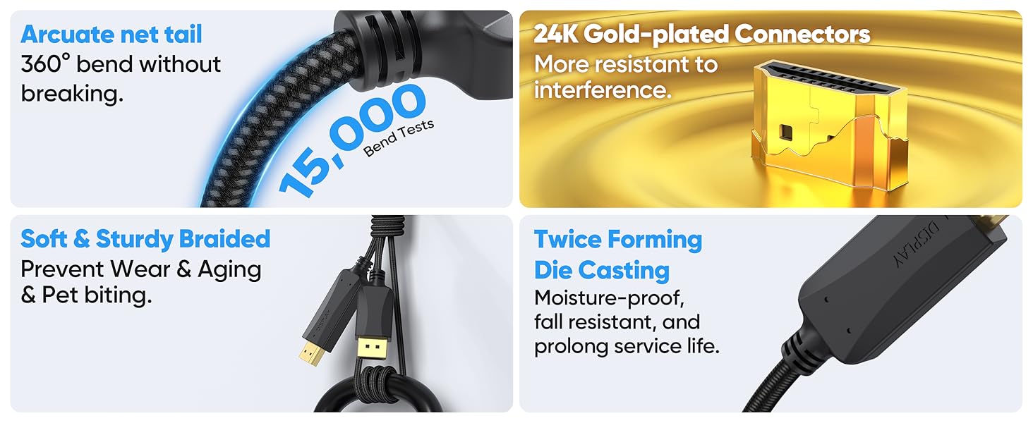 gold plated braided hdmi cord
