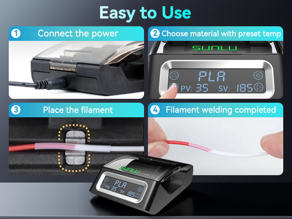 SUNLU Filament Connector, Fast Heating Filament Connector for 3D Printer Filament 1.75mm