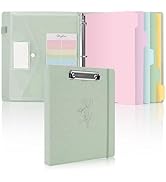 SKYDUE Clipboard Binder with Dividers,1 Inch Linen 3 Ring Binder with Clipboard on Front for Orga...