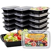 Ezalia 15 Pack- Meal Prep Containers 32oz, Plastic Food Prep Containers Reusable, Leakproof To Go...