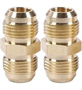 2pcs 1/2 Inch Male Flare x 1/2 Inch Male Flare Connector Gas Adapter Union Brass Tube Coupler Pip...