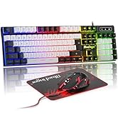 BlueFinger RGB Gaming Keyboard and Backlit Mouse Combo, USB Wired, LED Gaming Set for Laptop PC C...