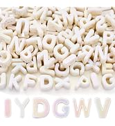 FASHEWELRY 90Pcs Large Letter Beads UV Plating Creamy White Big Alphabet Bead Paracord Beads for ...