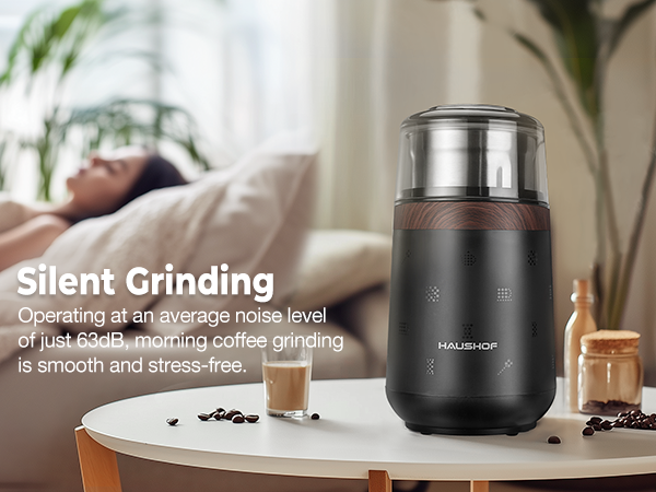 HAUSHOF Black Electric Coffee Blade Grinder (UL Plug)