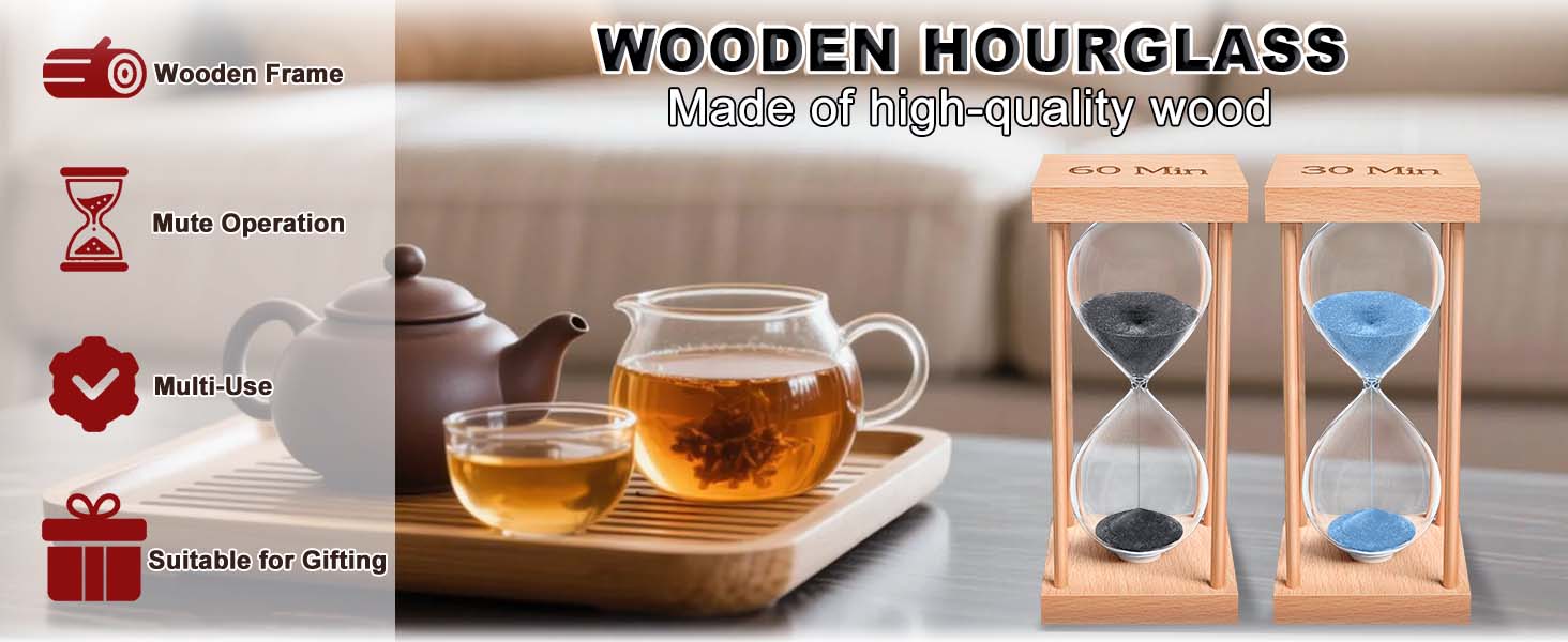 Min Wooden Hour Glass for Classroom, Sandglass, Reloj De Arena Decorativo, Home, Office, Game, Gift