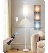 GOEBLESON White Dimmable Floor Lamps for Living Room with Remote and Foot Switch, 64.4” Modern St...