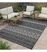 RURALITY Outdoor Rugs 5'x8' Waterproof for Patios Clearance,Plastic Straw Mats for Backyard,Porch...
