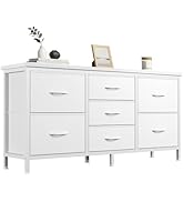 DUMOS TV Stand 7 Drawer Dresser for Bedroom with Storage TV Stands for Living Room White, Farmhou...