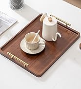 Serving Tray with Gold Handles, Food Holder for Breakfast,Coffee Table,Dinner &amp; Bar, Decorative T...