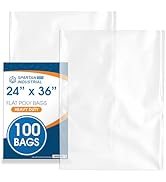 24" X 36" Open-End Flat Poly Bags (100 Count) No Adhesive Strip - 2 Mil Clear Bags for Packaging,...