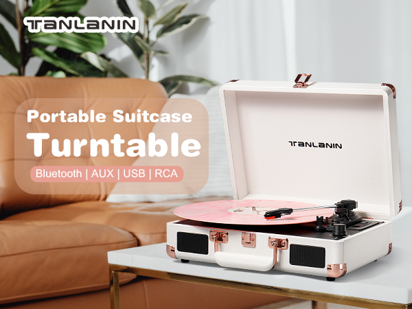 white suitcase record player