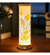 AVEKI Gifts for Mom from Daughter Son, 3 Color Dimmable Touch Table Lamp with Wooden Stand, I Lov...