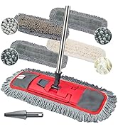 Dust Mop for Floor Cleaning with 4-in-1 Washable Pad System, Wet &amp; Dry Multi-Purpose Mop with Bui...