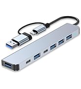 USB C Hub, USB Splitter,USB Extender,7 in 1 Multiport USB Adapter with 5X USB Ports &amp; 2X USB-C Po...