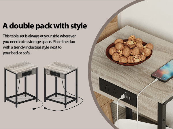 nightstand with charging station