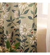 ISAENNE Vintage Semi Sheer Curtains,71 Inches Length 2 Panels Set Toile Linen Curtain,Country Sty...