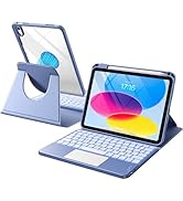 Harvopu for iPad 10th/11th Generation A16 Case with Keyboard, 360 Rotation Detachable Cover with ...