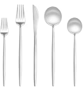 EUIRIO 20-Piece Matte Silverware Set, Modern Flatware Set for 4, Premium Stainless Steel Cutlery ...