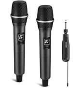 LUVUMVLT Wireless Microphones, Dual Handheld Dynamic Mic with Ultra-Stable Rechargeable Receiver ...