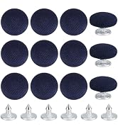 BENECREAT 12 Pcs Baseball Cap Button, 0.55 Inch Top Replacement Hats Button Marine Blue Cloth Cov...