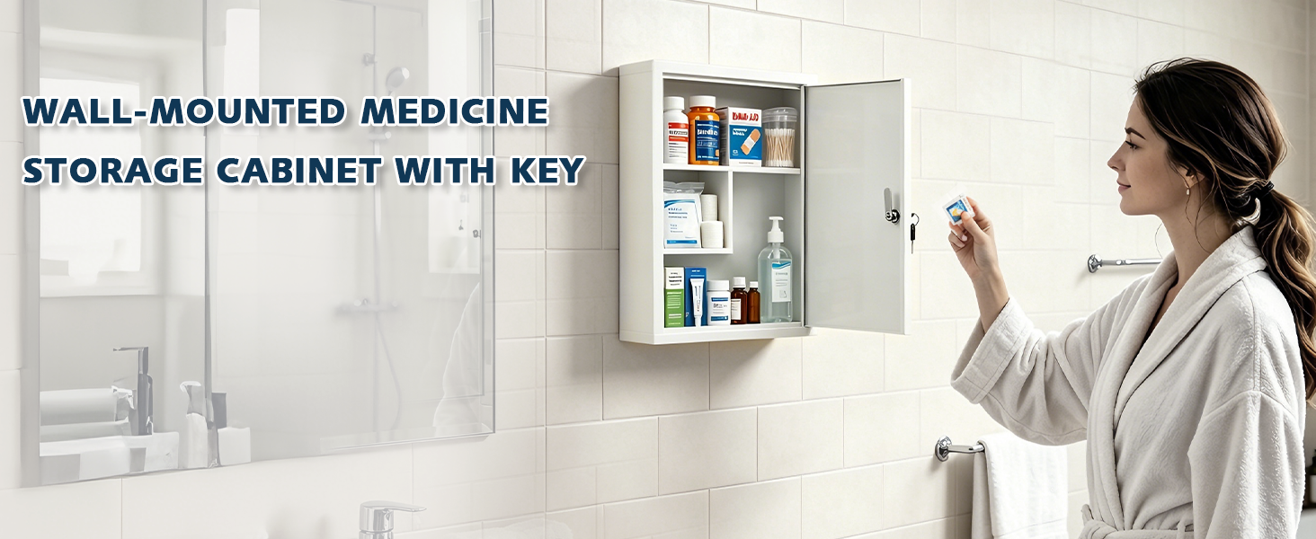 Wall-Mounted Medicine Storage Cabinet With Key