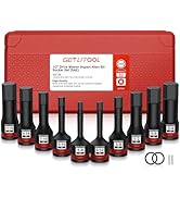 GETLITOOL 1/2" Drive Impact Allen Bit Socket Set, 10Pcs S2 Steel SAE Impact Hex Bit Sockets Set w...