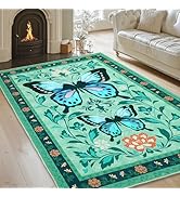 Mightree Butterfly Washable Area Rugs - Non Slip Floor Mat Foldable Thin Low Pile Soft Carpet, Vi...